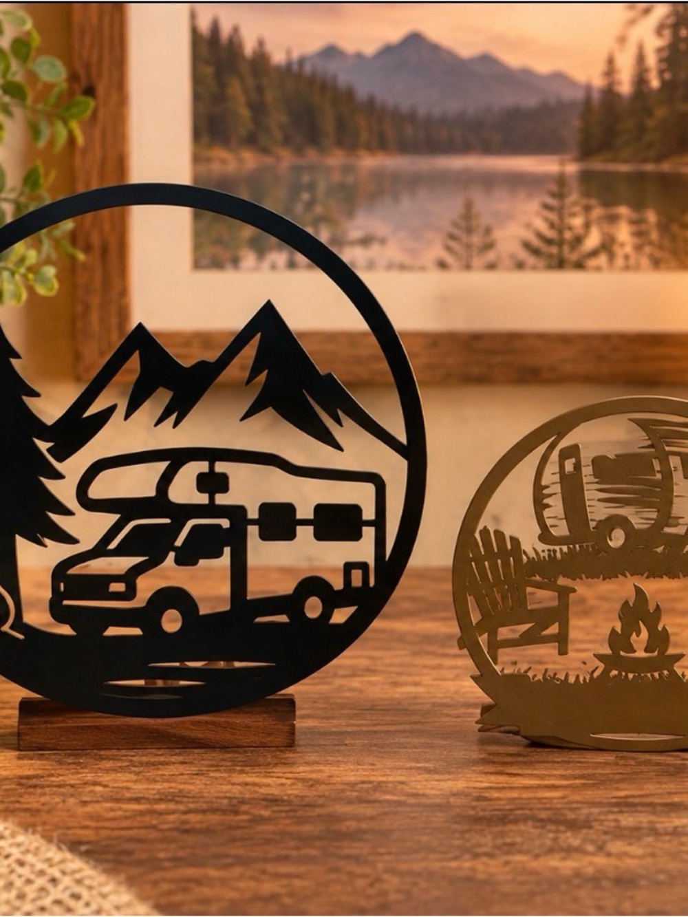 RV Mountain Silhouette Décor - set 2